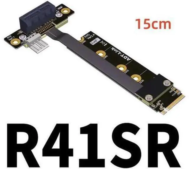 Main image of M.2 NVMe PCIE 1x 4.0 to M.2 NVMe Key M Riser Adapter Card Extension female chassis M2 PCI-Express X1 Sata Power Cord Silver