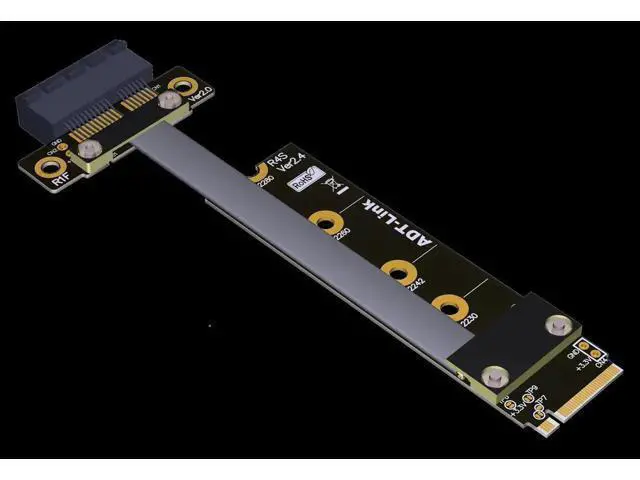 Alt view image 6 of 7 - M.2 NVMe PCIE 1x 4.0 to M.2 NVMe Key M Riser Adapter Card Extension female chassis M2 PCI-Express X1 Sata Power Cord Silver