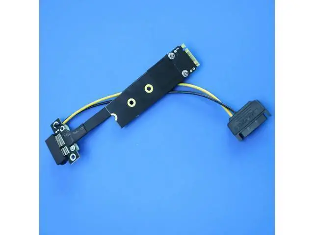 Alt view image 7 of 7 - M.2 NVMe PCIE 1x 4.0 to M.2 NVMe Key M Riser Adapter Card Extension female chassis M2 PCI-Express X1 Sata Power Cord Silver