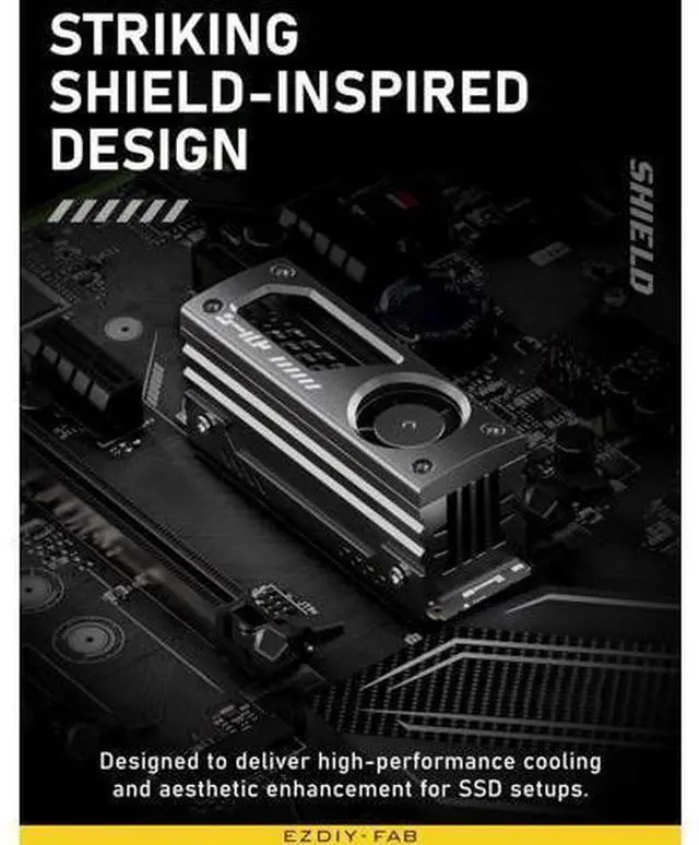 Alt view image 4 of 6 - Shield M.2 SSD Heatsink with Build-in 20mm PWM Fan, Premium Aluminum Design, High-Performance SSD Cooler for M.2 2280-Black-1 Pack