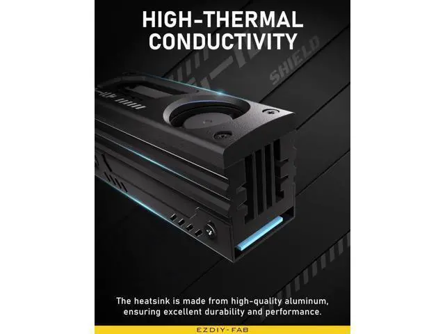 Alt view image 3 of 6 - Shield M.2 SSD Heatsink with Build-in 20mm PWM Fan, Premium Aluminum Design, High-Performance SSD Cooler for M.2 2280-Black-1 Pack