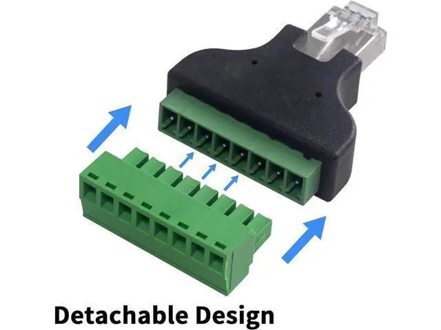 Alt view image 2 of 7 - RJ45 Screw Terminal Adapter 2-Pack, Network Ethernet Adapter, RJ45 Breakout Board 8p8c Male to 8 Pin AV Terminal Screw Converter Block Plug for CCTV, Cat5, Cat6