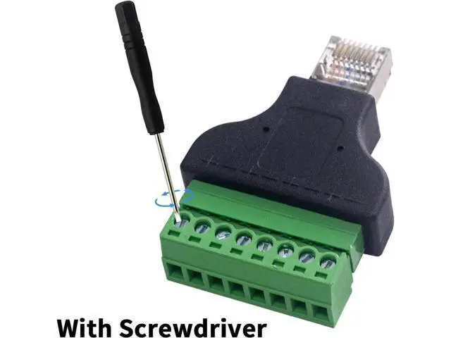 Alt view image 3 of 7 - RJ45 Screw Terminal Adapter 2-Pack, Network Ethernet Adapter, RJ45 Breakout Board 8p8c Male to 8 Pin AV Terminal Screw Converter Block Plug for CCTV, Cat5, Cat6