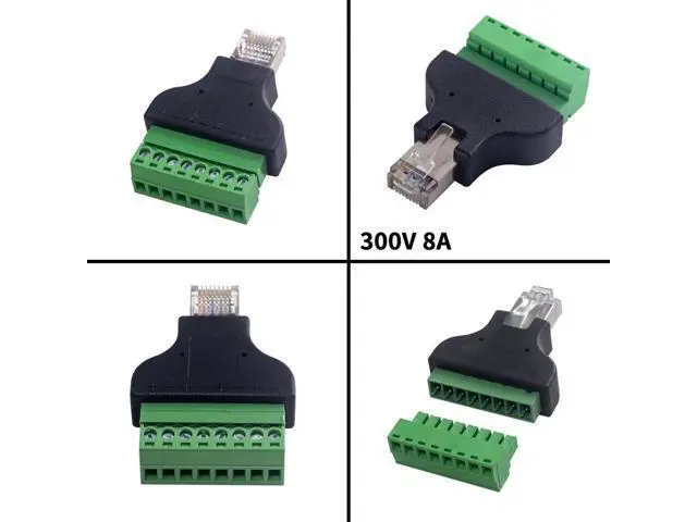 Alt view image 6 of 7 - RJ45 Screw Terminal Adapter 2-Pack, Network Ethernet Adapter, RJ45 Breakout Board 8p8c Male to 8 Pin AV Terminal Screw Converter Block Plug for CCTV, Cat5, Cat6