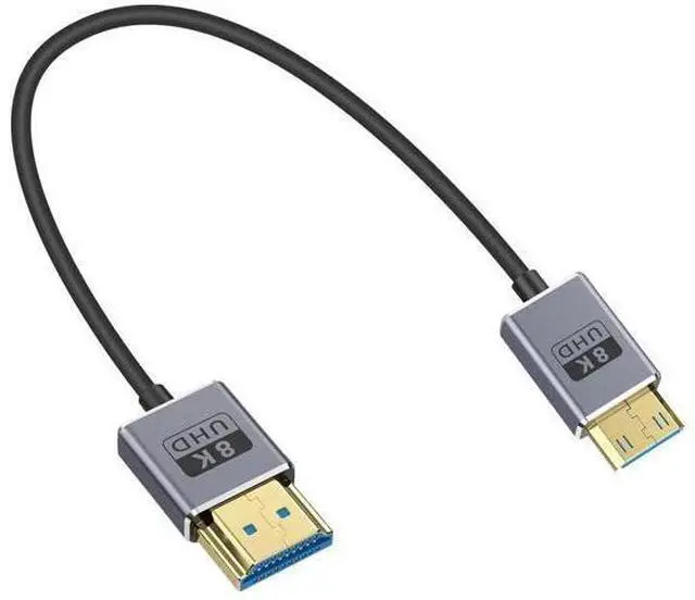 Main image of 8K Short Mini HDMI to HDMI Adapter Cable 1FT/30cm, 48Gbps, 8K@60Hz, 4K@240Hz, Coaxial/Ultra Thin Mini HDMI Male to HDMI Male Cable OD2.5mm for Laptop,Tablet,HDTV,Projector