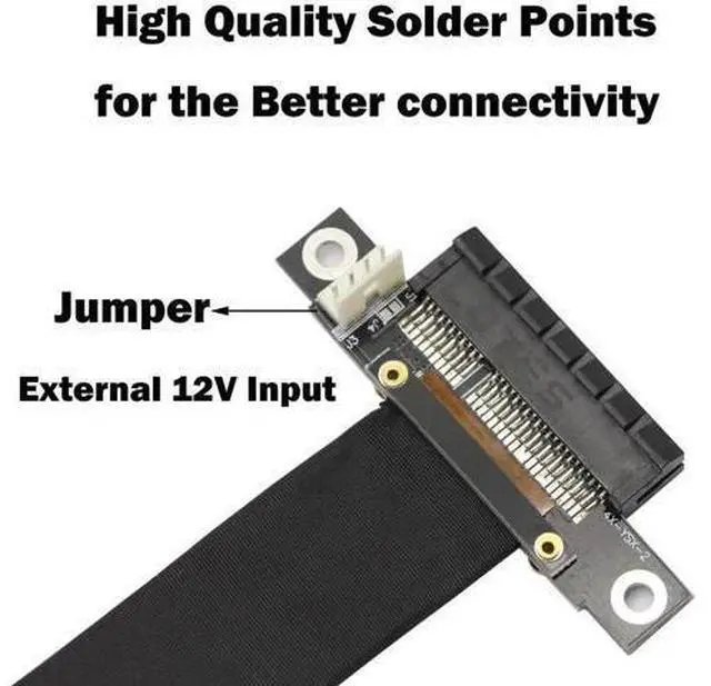 Alt view image 3 of 6 - PCIe 4X Extension Cable, PCI-Express 3.0 Male to Female Riser Cable PCI-E Extender Adapter Jumper for Graphics Card, 23cm 180 Degree