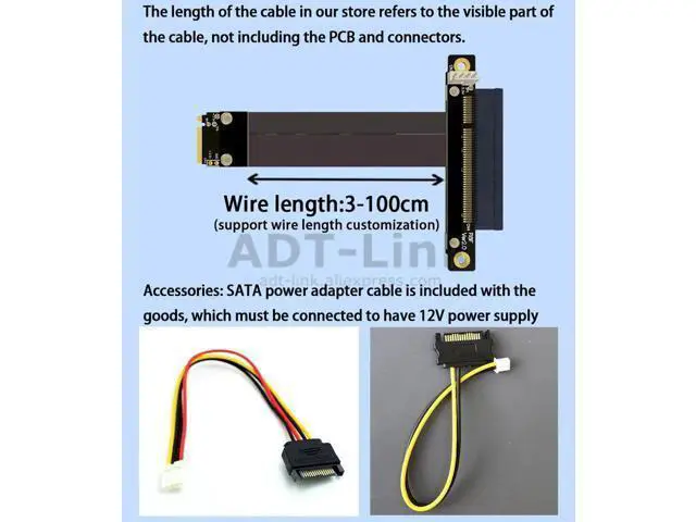 Alt view image 6 of 7 - M.2 M-key NVMe To PCI Express 3.0 4.0 X8 Riser Cable with SATA Cable for PCIe 8x LAN, RAID SSD Cards M2 ultra SSD