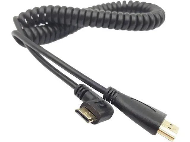 Alt view image 5 of 5 - AOMOPROING Angle 90 Degree Right Mini HDMI to HDMI, Right Angled Mini-HDMI Male to HDMI Male Gold Plated Converter Adapter Coiled Spiral Cable,Support 3D, 1080P,1.5~10 Feet(90Mini-HDMI Right)