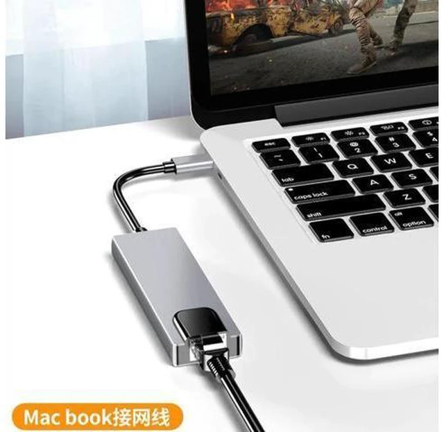 Alt view image 3 of 7 - 4K USB C Hub to Gigabit Ethernet Rj45 Lan 5 in 1 USB Type C Hub Hdmi Adapter for Mac book Pro Thunderbolt 3 USB-C Charger PD