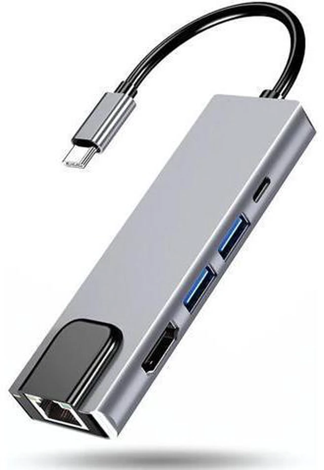 Alt view image 7 of 7 - 4K USB C Hub to Gigabit Ethernet Rj45 Lan 5 in 1 USB Type C Hub Hdmi Adapter for Mac book Pro Thunderbolt 3 USB-C Charger PD