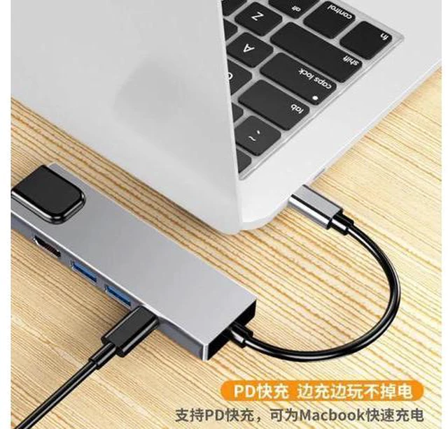Alt view image 5 of 7 - 4K USB C Hub to Gigabit Ethernet Rj45 Lan 5 in 1 USB Type C Hub Hdmi Adapter for Mac book Pro Thunderbolt 3 USB-C Charger PD