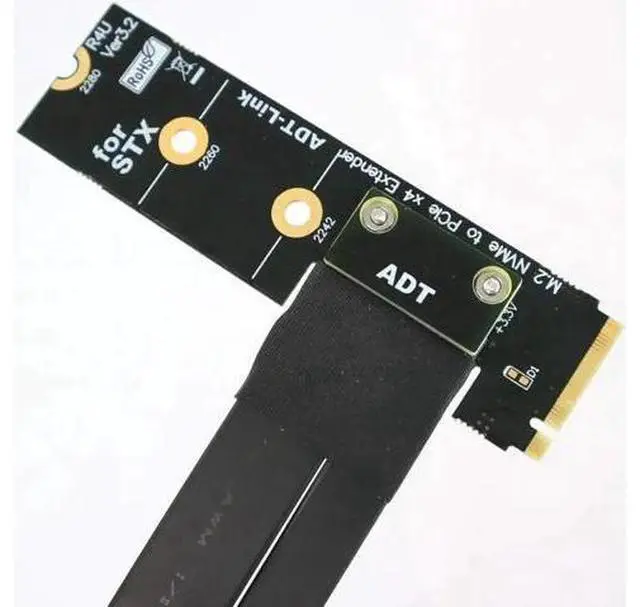 Alt view image 2 of 7 - PCI-E 3.0 Riser Card M.2 for NGFF for NVMe to PCIe x16 Extension Cable Gen3 SATA Power Cable 32G/bps for BTC Miner Red