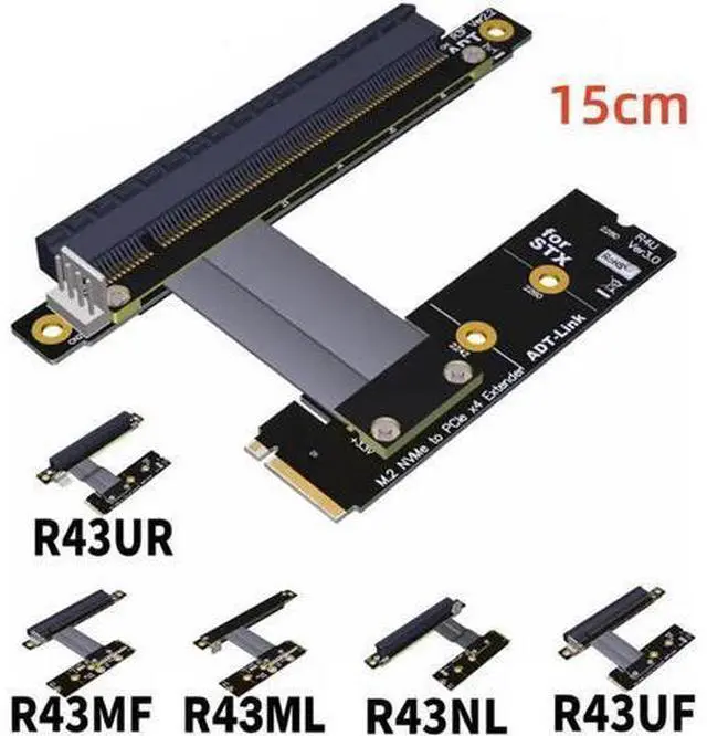 Alt view image 4 of 7 - PCI-E 3.0 Riser Card M.2 for NGFF for NVMe to PCIe x16 Extension Cable Gen3 SATA Power Cable 32G/bps for BTC Miner Red