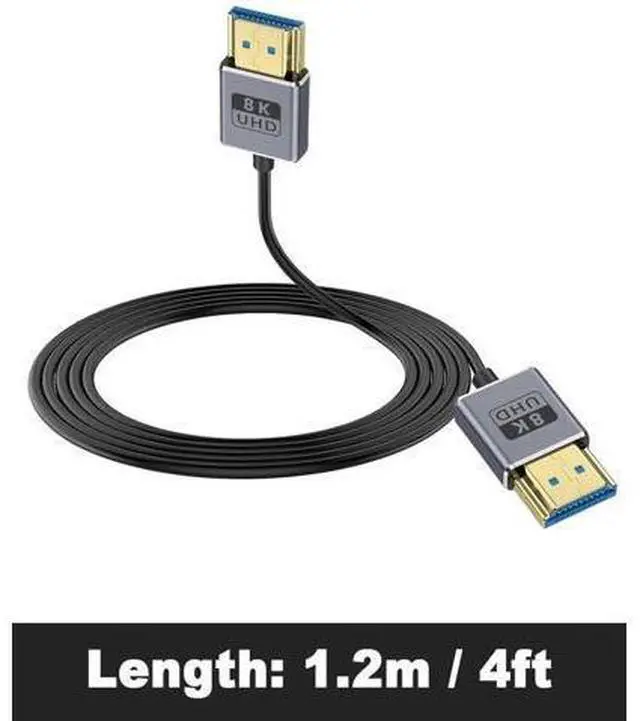 Alt view image 4 of 7 - Ultra Thin 8K Short HDMI Cable 4FT, Ultra Thin/coaxial Short HDMI Male to Male Cable 48Gbps, HDMI 2.1 Cable OD2.5mm, Support 8K@60Hz, 4K@240Hz, eARC, for Camera, Monitor, HDTV 4 ft.