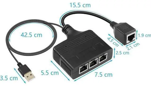 Alt view image 6 of 7 - Gigabit RJ45 Network Splitter Adapter, 1 to 3 Ethernet Splitter 1000Mbps High Speed LAN Network Splitter,4 Devices Share The Internet at The Same Time(1 to 3 Female Gigabit)