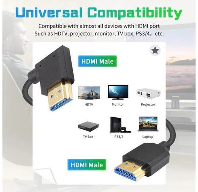 Main image of 8K Right Angle HDMI Cable 1FT-4FT, Coiled HDMI Cable 48Gbps, Extreme Thin HDMI Male to Male Coiled Cable Support Dynamic HDR, Has 8K@60Hz Resolution Backward Compatible 4K Ultra HD, 1080p, 3D