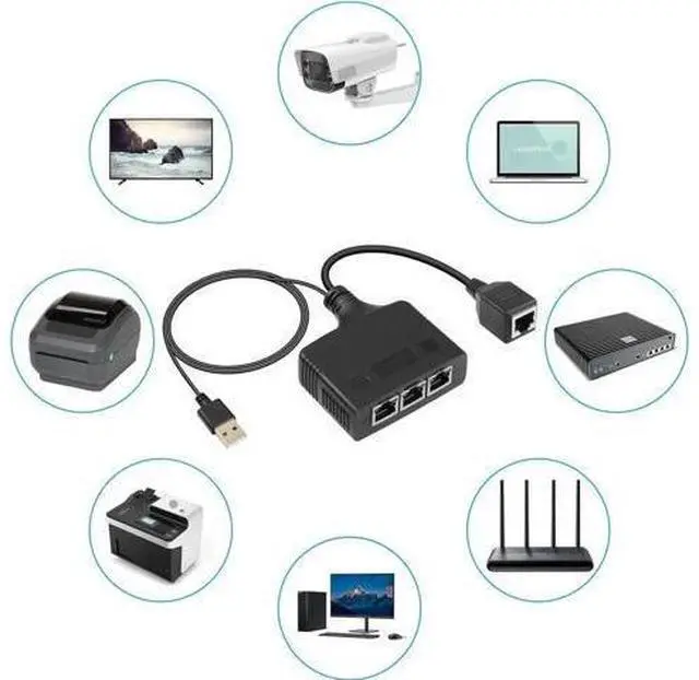 Alt view image 7 of 7 - Gigabit RJ45 Network Splitter Adapter, 1 to 3 Ethernet Splitter 1000Mbps High Speed LAN Network Splitter,4 Devices Share The Internet at The Same Time(1 to 3 Female Gigabit)