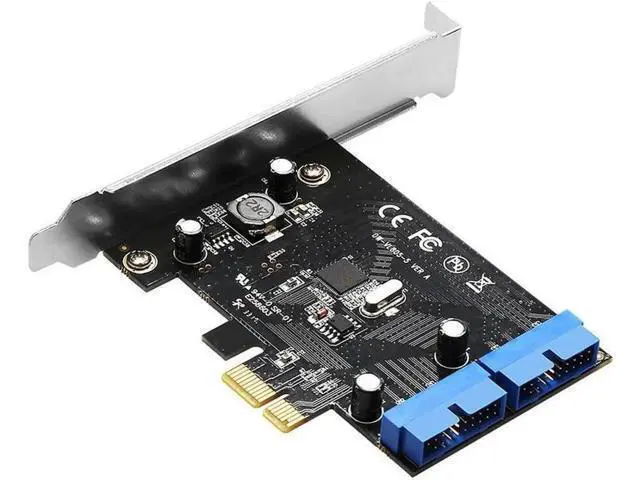 Alt view image 3 of 3 - Aomoproing Super Speed PCI Express to Dual 20 Pin USB 3.0 Controller Card PCI-E X1 to 2 Ports USB 3.0 Header With Low Profile Bracket