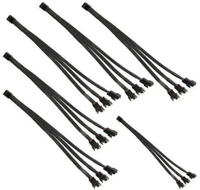 Main image of Aomoproi6pcs 4 Pin PWM Fan Splitter Cable, Black Sleeved Case Fan Braided Adapter Cable 1 to 3 Converter Y Splitter for Computer PC CPU Cooling Fan ATX Case 4-Pin/3-Pin Extension Power Cable 10 Inches