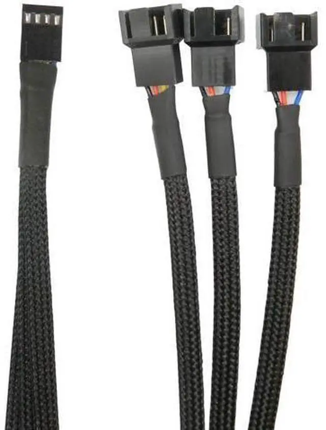 Alt view image 3 of 4 - Aomoproi6pcs 4 Pin PWM Fan Splitter Cable, Black Sleeved Case Fan Braided Adapter Cable 1 to 3 Converter Y Splitter for Computer PC CPU Cooling Fan ATX Case 4-Pin/3-Pin Extension Power Cable 10 Inches