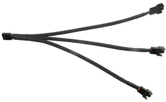 Alt view image 4 of 4 - Aomoproi6pcs 4 Pin PWM Fan Splitter Cable, Black Sleeved Case Fan Braided Adapter Cable 1 to 3 Converter Y Splitter for Computer PC CPU Cooling Fan ATX Case 4-Pin/3-Pin Extension Power Cable 10 Inches