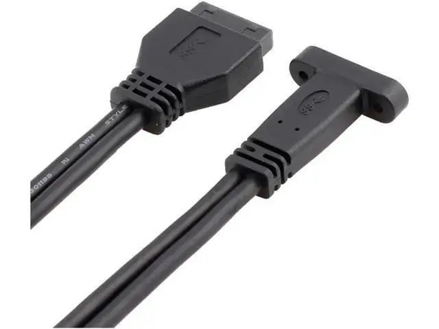 Alt view image 6 of 6 - Desktop 20 Pin Header Female to USB-C Cable with PCIe profile bracket 19Pin to USB Type-C Adapter Cable 50cm