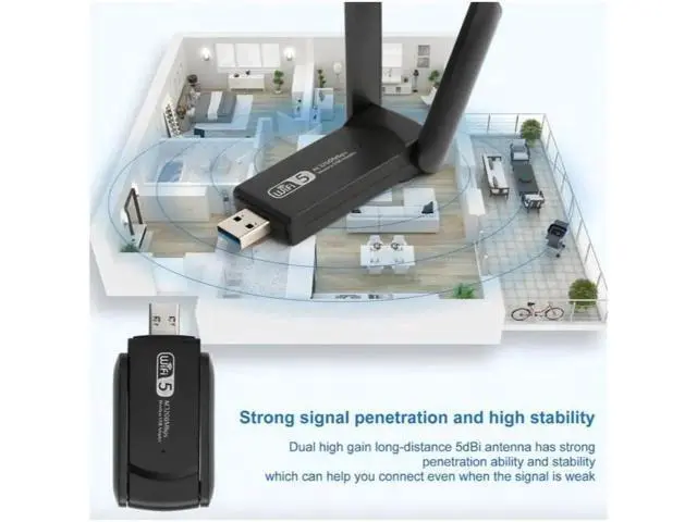 Alt view image 3 of 5 - Aomoproing 1200Mbps Long Range AC1200 Dual Band 5GHz Wireless USB 3.0 WiFi Adapter Antennas