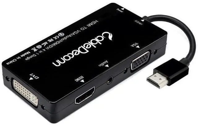 Main image of Multiport 4-in-1 HDMI to HDMI/DVI/VGA Adapter Cable with Audio Output Converter (Black)