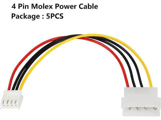 Alt view image 2 of 6 - Computer Molex 4 Pin Power Supply Extension Cable, 8 Inch IDE Power to Floppy Drive Power Interface Cable. 5-Pack (4Pin)