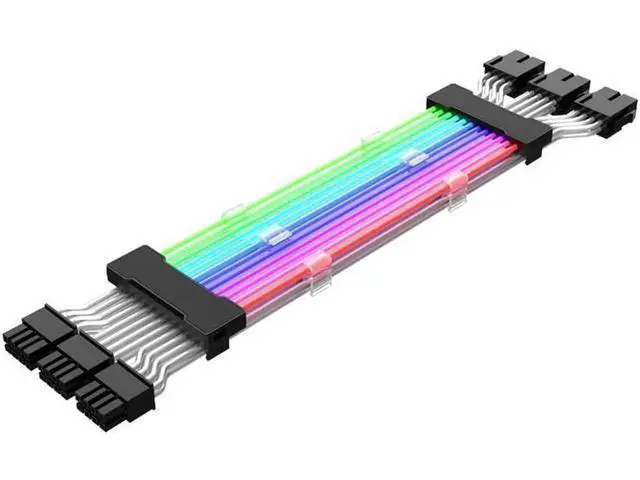 Alt view image 4 of 5 - 0.98ft PSU Extension Cable RGB 5V ARGB ATX 24Pin Streamer PCI-E Rainbow Cord Sync PC Case Decoration