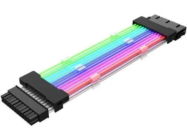 Alt view image 2 of 5 - 0.98ft PSU Extension Cable RGB 5V ARGB ATX 24Pin Streamer PCI-E Rainbow Cord Sync PC Case Decoration