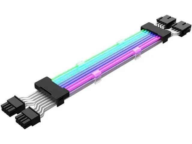 Alt view image 5 of 5 - 0.98ft PSU Extension Cable RGB 5V ARGB ATX 24Pin Streamer PCI-E Rainbow Cord Sync PC Case Decoration