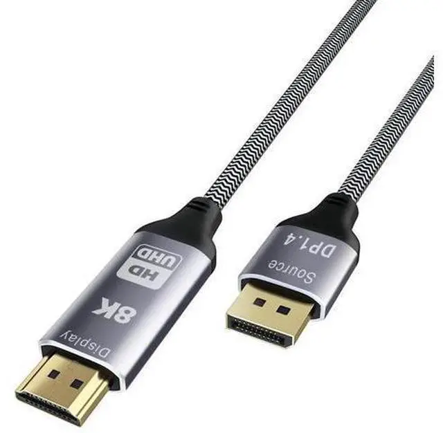 Alt view image 2 of 7 - DisplayPort 1.4 to HDMI 2.1 8K Cable 2 m Converter 8K @ 30Hz 4K @ 120Hz Directional Compatible with DisplayPort PC and HDMI Displays