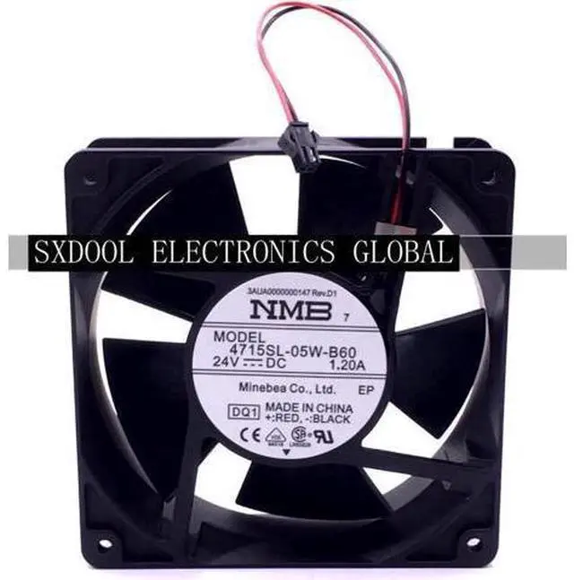 Alt view image 4 of 4 - NMB-MAT 4715SL-05W-B60 DC24V 1.20A 12cm 12038 inverter fan metal frame high temperature resistance 2-wire