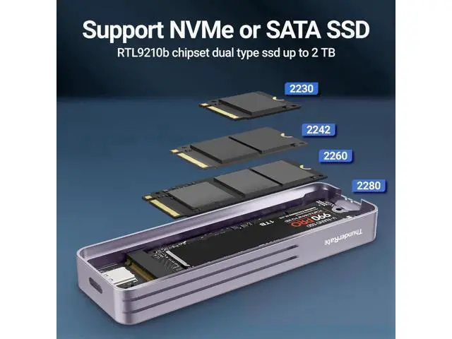 Alt view image 4 of 7 - Visual Smart M.2 NVMe / SATA SSD Enclosure, USB 3.2 Gen 2 10Gbps, External M2 Adapter Case Support M-Key B+M Key UASP Trim