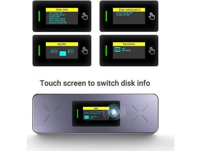 Alt view image 7 of 7 - Visual Smart M.2 NVMe / SATA SSD Enclosure, USB 3.2 Gen 2 10Gbps, External M2 Adapter Case Support M-Key B+M Key UASP Trim