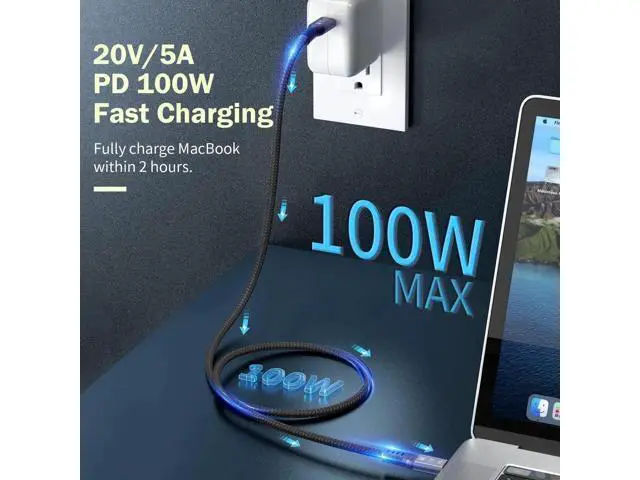 Alt view image 3 of 7 - Thunderbolt 4 Cable 6.6ft, 40Gbps USB C to USB-C, 240W Cable Support 8K 60Hz Video, Compatible with Thunderbolt 4/3, USB4/3, Type C