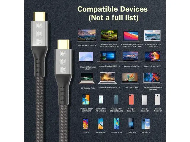 Alt view image 2 of 7 - Thunderbolt 4 Cable 6.6ft, 40Gbps USB C to USB-C, 240W Cable Support 8K 60Hz Video, Compatible with Thunderbolt 4/3, USB4/3, Type C