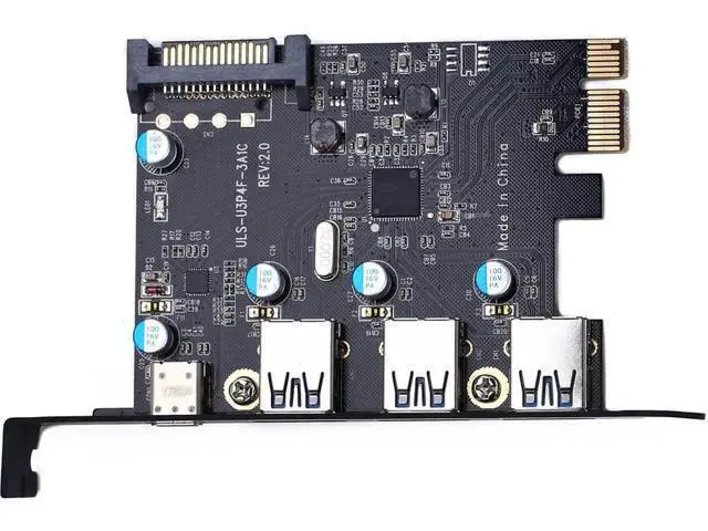 Alt view image 2 of 7 - PCI-E to USB 3.0 Type C +3 Type A Expansion Card - Interface USB 3.0 4-Port Express Card Desktop with 15 pin SATA Power Connector [ Include with A 4pin to 2x15pin Cable + A 15pin to 2x 15pin SATA Y-C