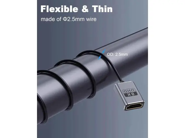 Alt view image 4 of 7 - 8K 90 Degree HDMI Extension Cable 1FT, Down Angle HDMI Male to Female Cable (48Gbps Bandwidths, 8K@60Hz, 4K@240Hz) for GH5S, PS5, Xbox One Monitor,PC