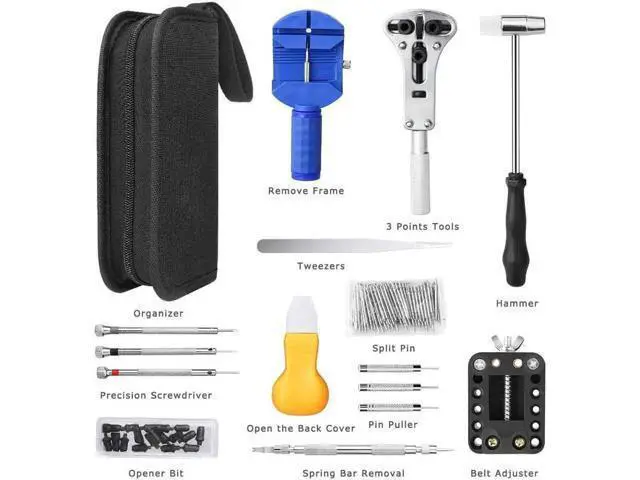 Alt view image 6 of 7 - Watch Repair Tool Kit Professional Watch Band Link Pin Tool Set Spring Bar Tool Set Watch Battery Replacement Tools