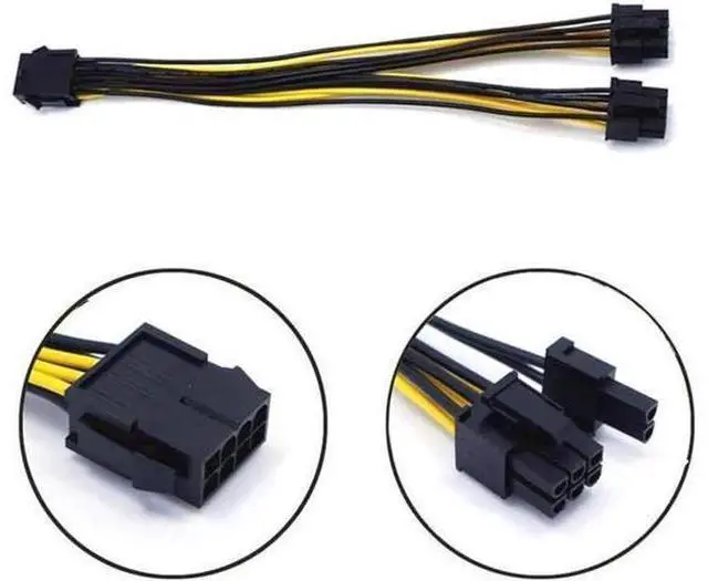 Alt view image 5 of 6 - 5-Pack PCI-E 8Pin to 2X 8 Pin (6+2) Power Splitter Cable for PCIE PCI Express Image Card Y - Splitter Extension Cable