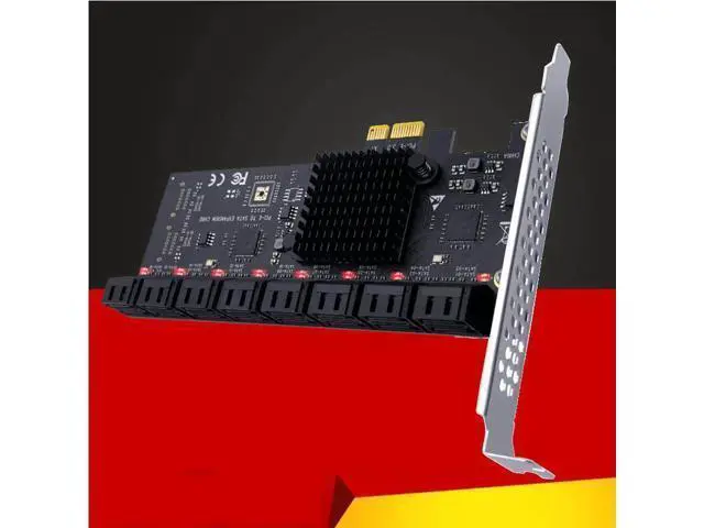 Alt view image 4 of 6 - Chi a Mining SATA PCIe Adapter 16 Port SATA III to PCI Express 3.0 X1 Controller Expansion Card ASM1064 JBM575 Chip Add On Cards