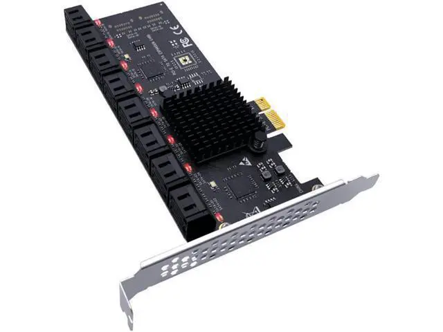 Alt view image 5 of 6 - Chi a Mining SATA PCIe Adapter 16 Port SATA III to PCI Express 3.0 X1 Controller Expansion Card ASM1064 JBM575 Chip Add On Cards