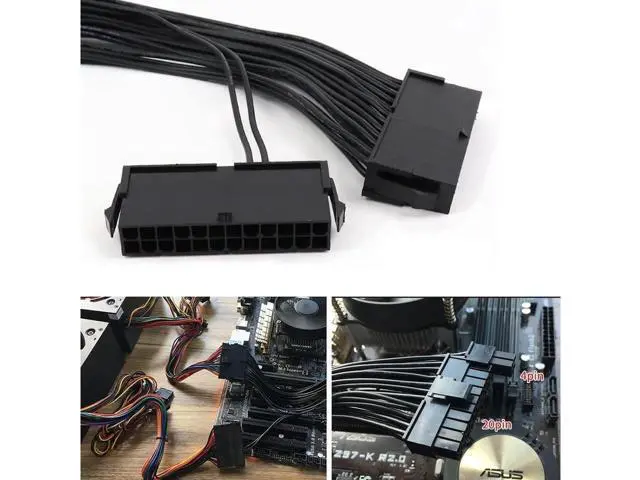 Alt view image 2 of 5 - Dual Psu Power Supply 24 Pin Extension Cable For Atx Motherboard,24 Pin 20 + 4 Dual Multiple Psu Power Supply Cable Sp Adapter Extension Kit