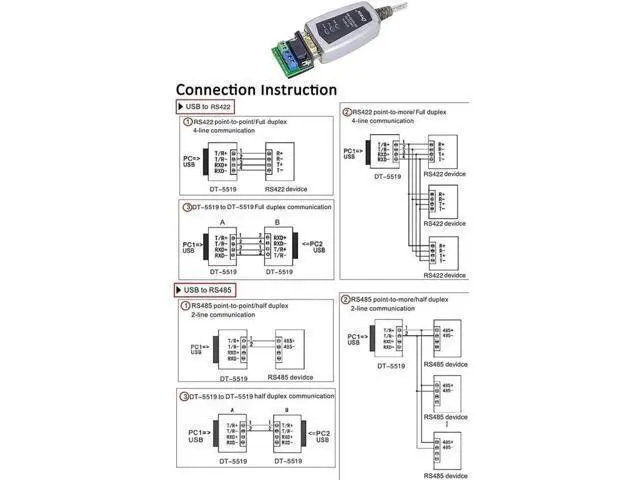 Alt view image 5 of 7 - DTECH USB to RS422 RS485 Serial Port Converter Adapter Cable with FTDI Chip Supports Windows 10 8 7 XP Macbook - 16FT