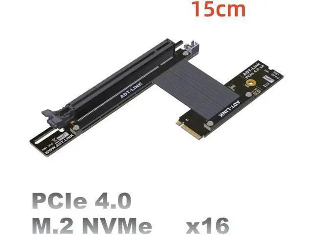 Alt view image 3 of 7 - PCI-E 4.0 16x PCIe x16 Extender to M2 M.2 NVMe M-Key Riser Card Extension Cord Gen4.0 64Gbps with Sata Power Cable Gold