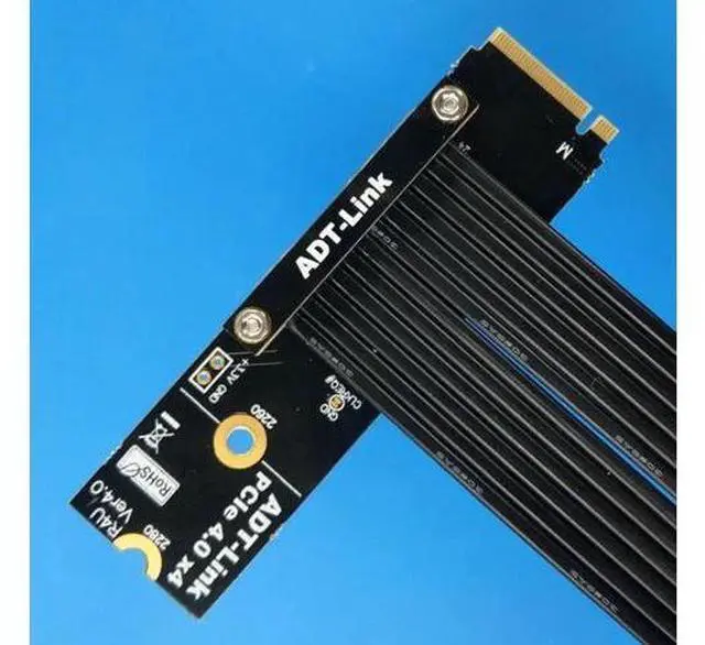 Alt view image 4 of 7 - PCI-E 4.0 16x PCIe x16 Extender to M2 M.2 NVMe M-Key Riser Card Extension Cord Gen4.0 64Gbps with Sata Power Cable Gold