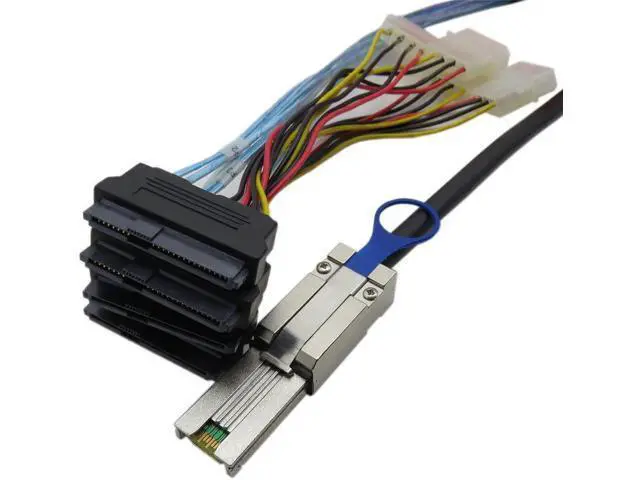 Alt view image 5 of 7 - SAS SATA CABLE Mini SAS 4x Mini SAS26P SFF-8088 to 4 SFF-8482 SAS29P SAS Power Cabe