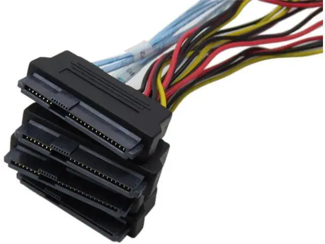 Alt view image 6 of 7 - SAS SATA CABLE Mini SAS 4x Mini SAS26P SFF-8088 to 4 SFF-8482 SAS29P SAS Power Cabe